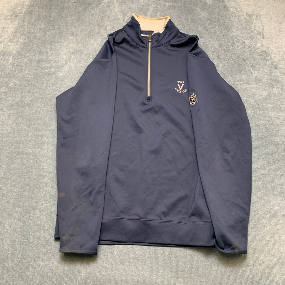 Antigua 2013 Vista Cup Soccer 1/4 Zip Pullover Mens Large Navy Athletic Stretch